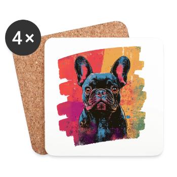 Bouledogue français Frenchie - Dessous de verre (lot de 4) - blanc - Devant