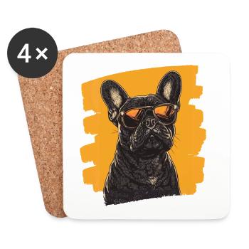 Bouledogue français Frenchie - Dessous de verre (lot de 4) - blanc - Devant
