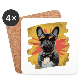 Bouledogue français Frenchie - Dessous de verre (lot de 4) - blanc - Devant