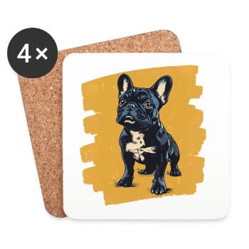 Frenchie Französische Bulldogge - Untersetzer (4er-Set) - Weiß - Vorne