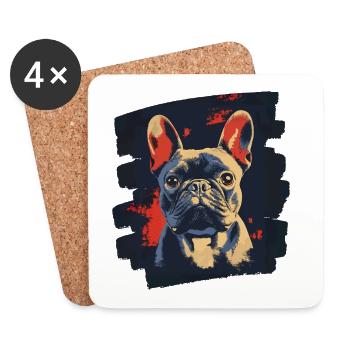 Bouledogue français Frenchie - Dessous de verre (lot de 4) - blanc - Devant