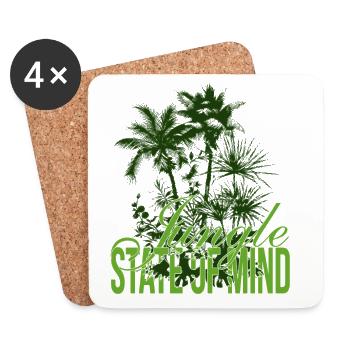 Jungle State of Mind – Palmen Design - Dessous de verre (lot de 4) - blanc - Devant