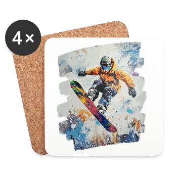 Snowboarder powder snow - Coasters (set of 4) - white - Front