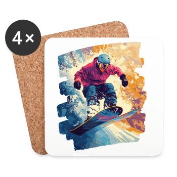 Snowboarder powder snow - Coasters (set of 4) - white - Front