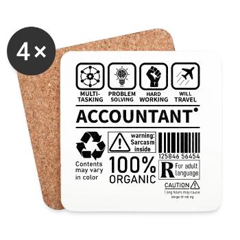Accountant Multi Tasking Problem Solving Hard Work - Coasters (set of 4) - white - Front