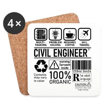 Ingénieur civil multitâche résolution de problèmes - Dessous de verre (lot de 4) - blanc - Devant