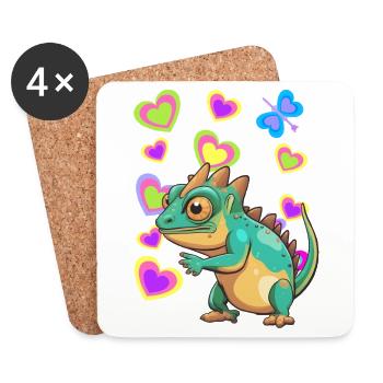 Dino Dinos Kids Enfant Bébé Bambins - Dessous de verre (lot de 4) - blanc - Devant