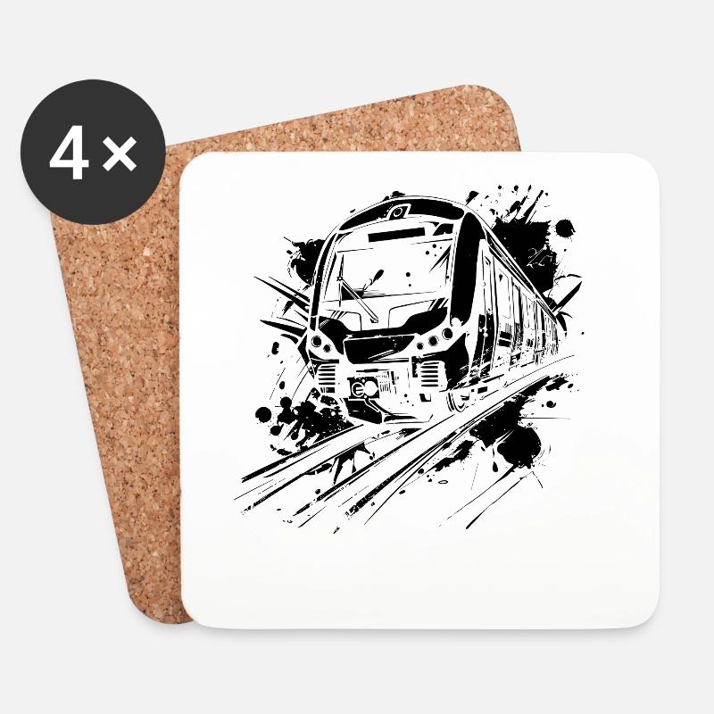 Eisenbahn Farbklecks - Untersetzer (4er-Set) - Weiß