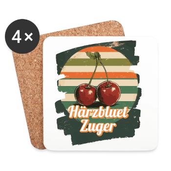 Härzbluetzuger Zuger Chriesi Cerises Canton Zoug - Dessous de verre (lot de 4) - blanc - Devant