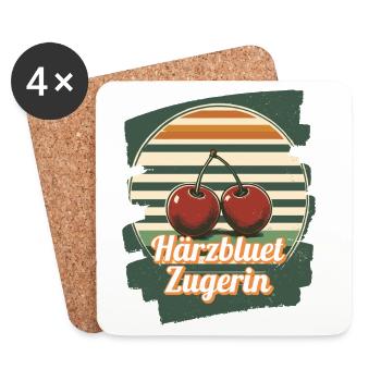 Härzbluetzugerin Zuger Chriesi Kirschen Kanton Zug - Untersetzer (4er-Set) - Weiß - Vorne