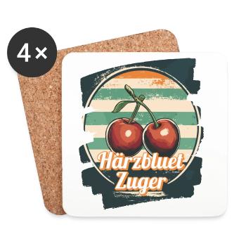 Härzbluetzuger Zuger Chriesi Cerises Canton Zoug - Dessous de verre (lot de 4) - blanc - Devant
