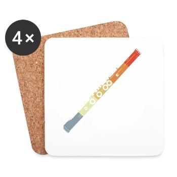 Flute Drawing Vintage Look - Coasters (set of 4) - white - Front