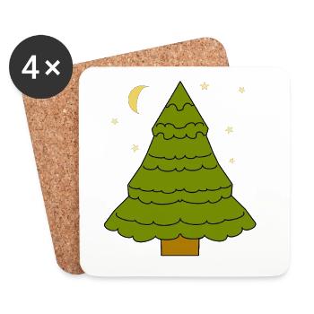 Nadelbaum Wald Baum Tannen Tanne Natur Mond - Untersetzer (4er-Set) - Weiß - Vorne