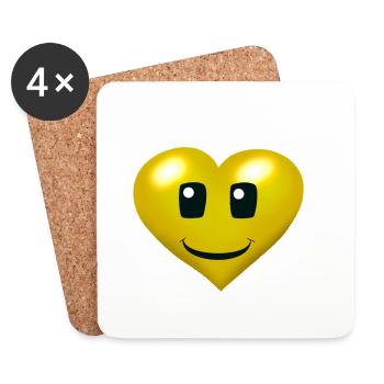 Gold Colors Heart Hearts Face Emotion - Coasters (set of 4) - white - Front