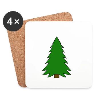 Baum Tanne Natur Wald Nadelbaum Fichte Fichten - Untersetzer (4er-Set) - Weiß - Vorne