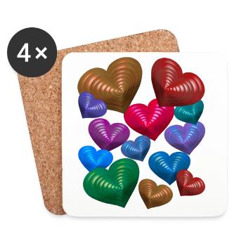 Herz Herzen Geburtstag Valentin Muttertag - Untersetzer (4er-Set) - Weiß - Vorne