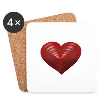 Coeurs Coeurs Fête des Mères Saint Valentin Saint Valentin Amour - Dessous de verre (lot de 4) - blanc - Devant