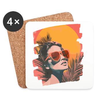 Sommer Retro - Untersetzer (4er-Set) - Weiß - Vorne
