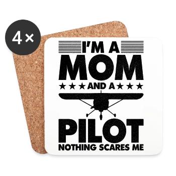 I'm a mom and a pilot nothing scares me - Untersetzer (4er-Set) - Weiß - Vorne