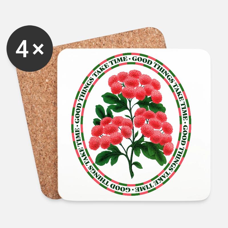 Good Things Take Time – Florale Vintage-Ästhetik - Untersetzer (4er-Set) - Weiß