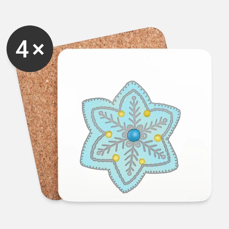 Winterstern - Untersetzer (4er-Set) - Weiß
