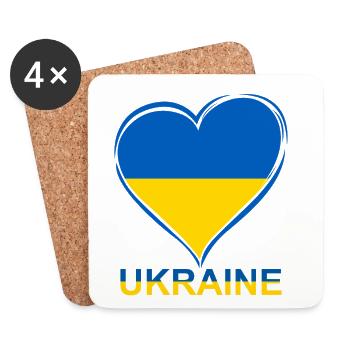 Ukraine Heart Flag Design - Coasters (set of 4) - white - Front