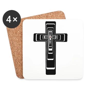 Cross Jesus Heart Hearts Crosses Crucifix - Coasters (set of 4) - white - Front