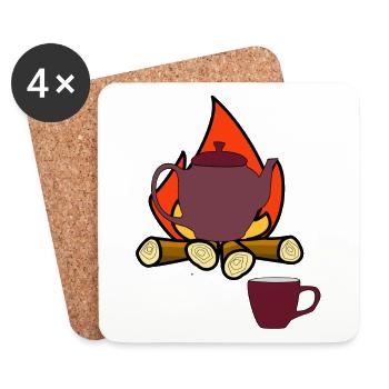 Fire Campfire Camping Outdoor - Coasters (set of 4) - white - Front