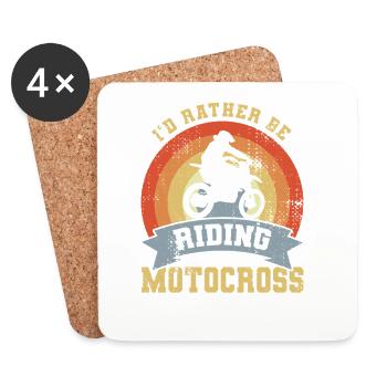 I'd Rather Be Riding Motocross - Coasters (set of 4) - white - Front
