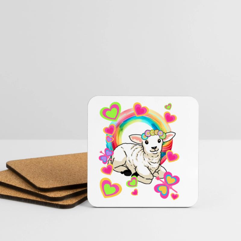 Rainbow Sheep Sheep Easter Easter Lamb Child Coasters (set of 4)
