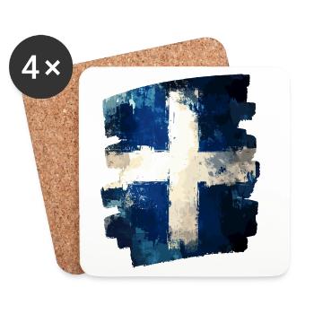 Finnische Flagge Finnland - Untersetzer (4er-Set) - Weiß - Vorne