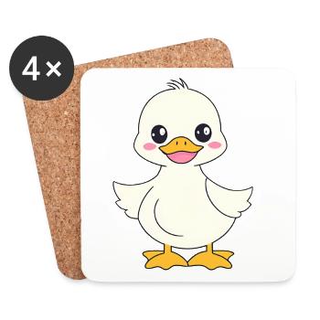 Baby Duck Ente kinder suess niedlich - Untersetzer (4er-Set) - Weiß - Vorne