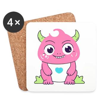 Cute cuddle monster for kids pink - Coasters (set of 4) - white - Front