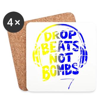Drop Beats Not Bombs yellow blue - Untersetzer (4er-Set) - Weiß - Vorne