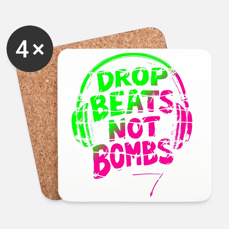 Drop Beats Not Bombs green pink - Untersetzer (4er-Set) - Weiß