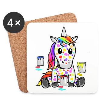 Unicorn Valentine Heart Hearts Unicorns Kids - Coasters (set of 4) - white - Front