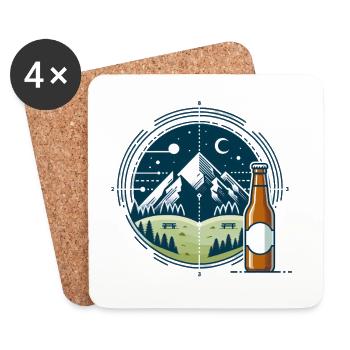 Nocturnal mountain scenery with beer bottle - Coasters (set of 4) - white - Front