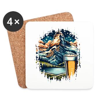 Alpine landscape with beer glass - Coasters (set of 4) - white - Front