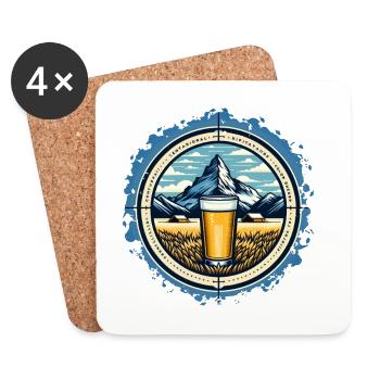 Berg- und Bierabenteuer Design - Untersetzer (4er-Set) - Weiß - Vorne