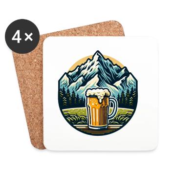 Mountain view with beer and nature motif - Coasters (set of 4) - white - Front
