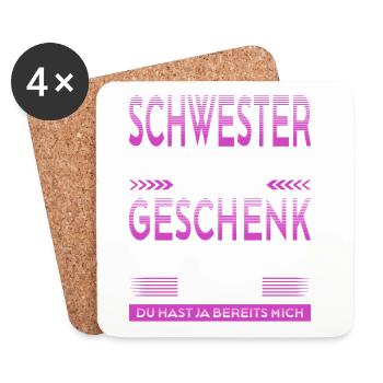 Schwester Beste Schwester Der Welt Geschenke - Untersetzer (4er-Set) - Weiß - Vorne