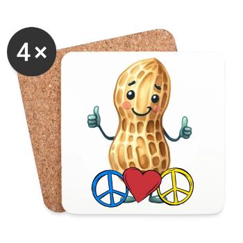 Erdnuss Peace Herz Frieden - Untersetzer (4er-Set) - Weiß - Vorne