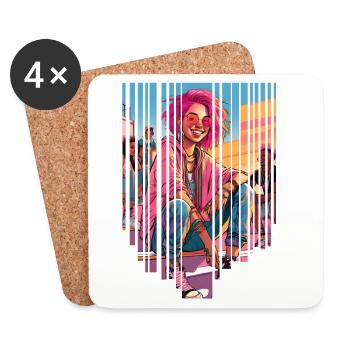 girl girlie wild punk freestyle love peace style - Coasters (set of 4) - white - Front