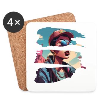 girl girlie wild punk freestyle love peace style - Coasters (set of 4) - white - Front