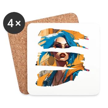 girl girlie wild punk freestyle love peace style - Coasters (set of 4) - white - Front