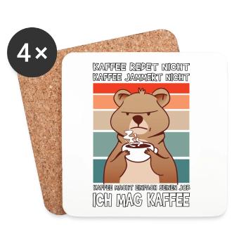 Lustige Morgenmuffel Kaffee Sprüche  - Untersetzer (4er-Set) - Weiß - Vorne