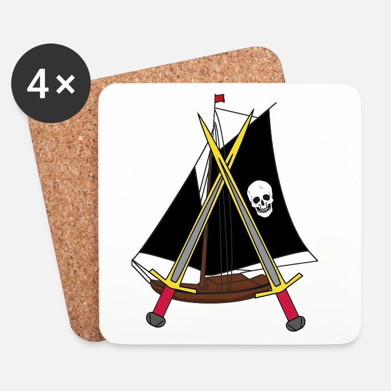 Schiff Schiffe Piraten Piratenschiff - Untersetzer (4er-Set) - Weiß