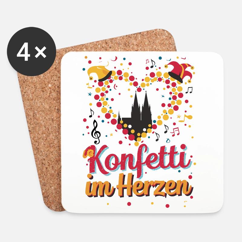 Köln Konfetti Im Herzen Karneval Herz Kölner Köln - Untersetzer (4er-Set) - Weiß