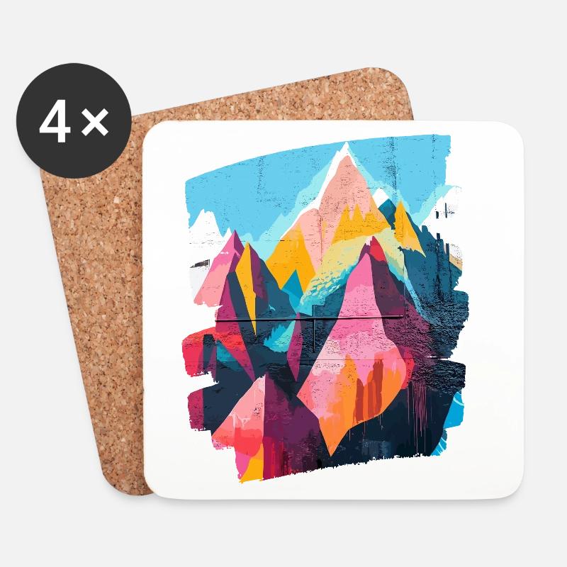Berge - Untersetzer (4er-Set) - Weiß