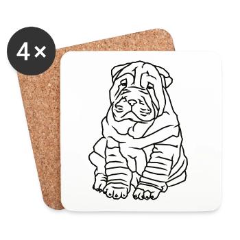 Niedlicher Mops Hund - Untersetzer (4er-Set) - Weiß - Vorne